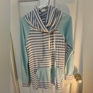 P.S.KATE Small Cowl Neck Striped Top